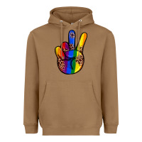 Toasted Coconut pride leopard peace hand Heavyweight Hoodie - JahusDesignShop