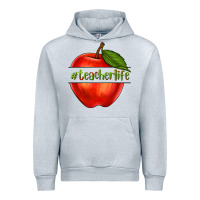 Heather Grey teacher life with apple Urban Hoodie - NancyCooperArtShop