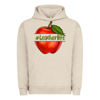 Pigment French Oak teacher life with apple Urban Hoodie - NancyCooperArtShop