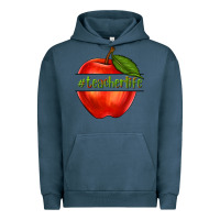 Pigment Midnight Navy teacher life with apple Urban Hoodie - NancyCooperArtShop