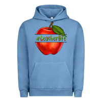 Pigment Pebble Blue teacher life with apple Urban Hoodie - NancyCooperArtShop