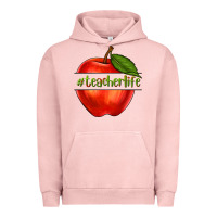 Pigment Salmon teacher life with apple Urban Hoodie - NancyCooperArtShop