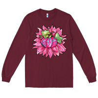 Burgundy sunflower pumpkin breast cancer Long Sleeve Tee - Zillion Design Studio