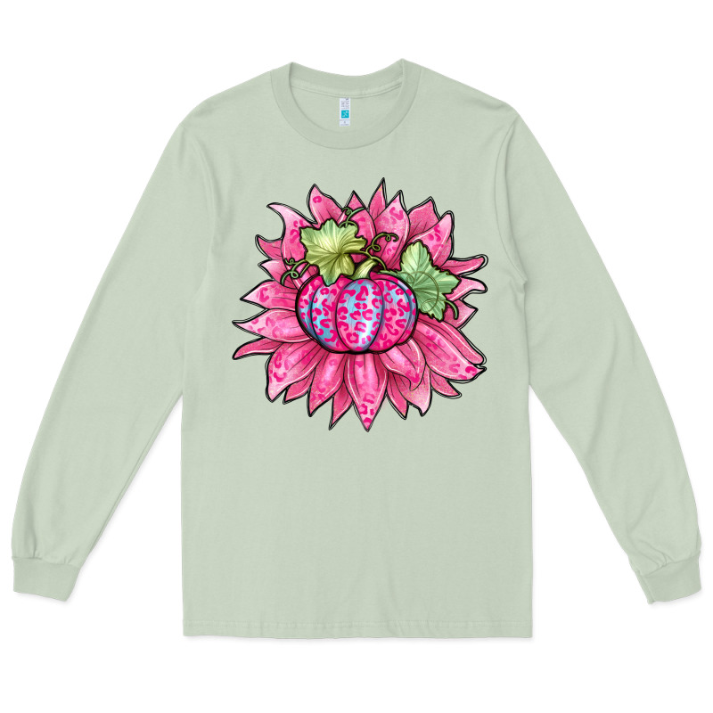 Sunflower Pumpkin Breast Cancer Long Sleeve Tee by Zillion Design Studio | Teevron