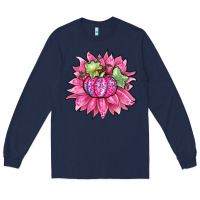 Navy sunflower pumpkin breast cancer Long Sleeve Tee - Zillion Design Studio