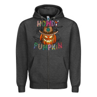 Charcoal Heather howdy pumpkin Zipper Hoodie - CowhideDigitalArt