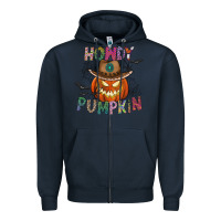 Navy howdy pumpkin Zipper Hoodie - CowhideDigitalArt