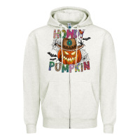 Oatmeal Heather howdy pumpkin Zipper Hoodie - CowhideDigitalArt