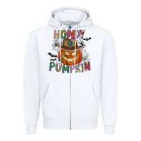 White howdy pumpkin Zipper Hoodie - CowhideDigitalArt