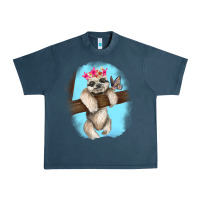 Midnight Navy baby sloth Urban Heavy Tee - RanaPortraitStore