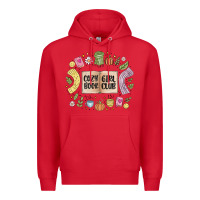 Red cozy book girl club Premium Hoodie - MaliasSmallBusiness
