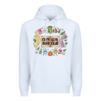White cozy book girl club Premium Hoodie - MaliasSmallBusiness