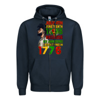 Navy July 4th Juneteenth 1865 Zipper Hoodie - CowGirlArtShop
