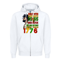 White July 4th Juneteenth 1865 Zipper Hoodie - CowGirlArtShop