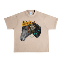 French Oak black and white western horse Urban Heavy Tee - RanaPortraitStore