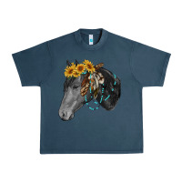 Midnight Navy black and white western horse Urban Heavy Tee - RanaPortraitStore