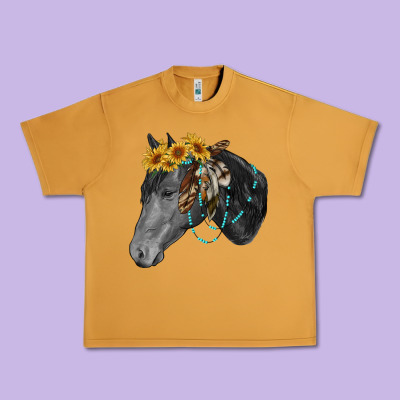 Urban Heavy Tee black and white western horse
