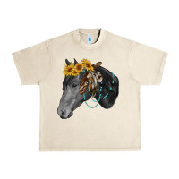 Sandshell black and white western horse Urban Heavy Tee - RanaPortraitStore