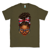 Army Green union jack flag afro messy bun Classic Tee - texasbilliewilder