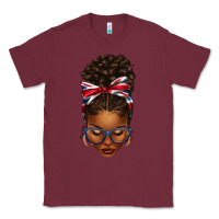 Burgundy union jack flag afro messy bun Classic Tee - texasbilliewilder