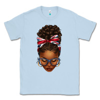 Dusty Blue union jack flag afro messy bun Classic Tee - texasbilliewilder