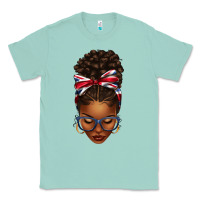 Seafoam union jack flag afro messy bun Classic Tee - texasbilliewilder