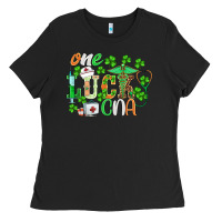 Black st.patricks one lucky cna  nurse Ladies Tee - BarkalooDesign