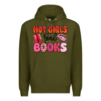 Army Green hot girls read books Premium Hoodie - MaliasSmallBusiness