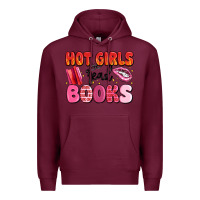 Burgundy hot girls read books Premium Hoodie - MaliasSmallBusiness
