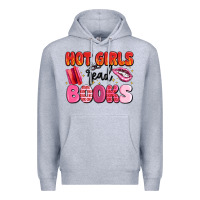 Heather Grey hot girls read books Premium Hoodie - MaliasSmallBusiness