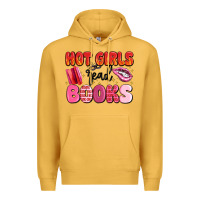 Mustard hot girls read books Premium Hoodie - MaliasSmallBusiness