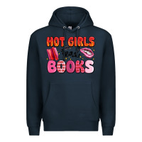 Navy hot girls read books Premium Hoodie - MaliasSmallBusiness