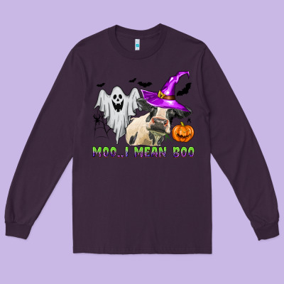Moo I Mean Boo Long Sleeve Tee Designed By Zillion Design Studio
