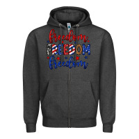 Charcoal Heather Freedom freedom freedom Zipper Hoodie - Neo Western
