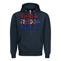 Navy Freedom freedom freedom Zipper Hoodie - Neo Western