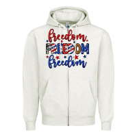 Oatmeal Heather Freedom freedom freedom Zipper Hoodie - Neo Western