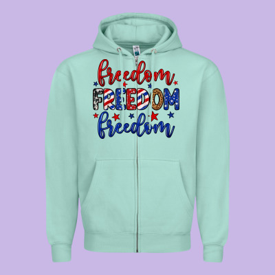 Freedom Freedom Freedom Zipper Hoodie Designed By Neo Western