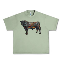 Oil Green black angus bull with western patterns Urban Heavy Tee - RanaPortraitStore