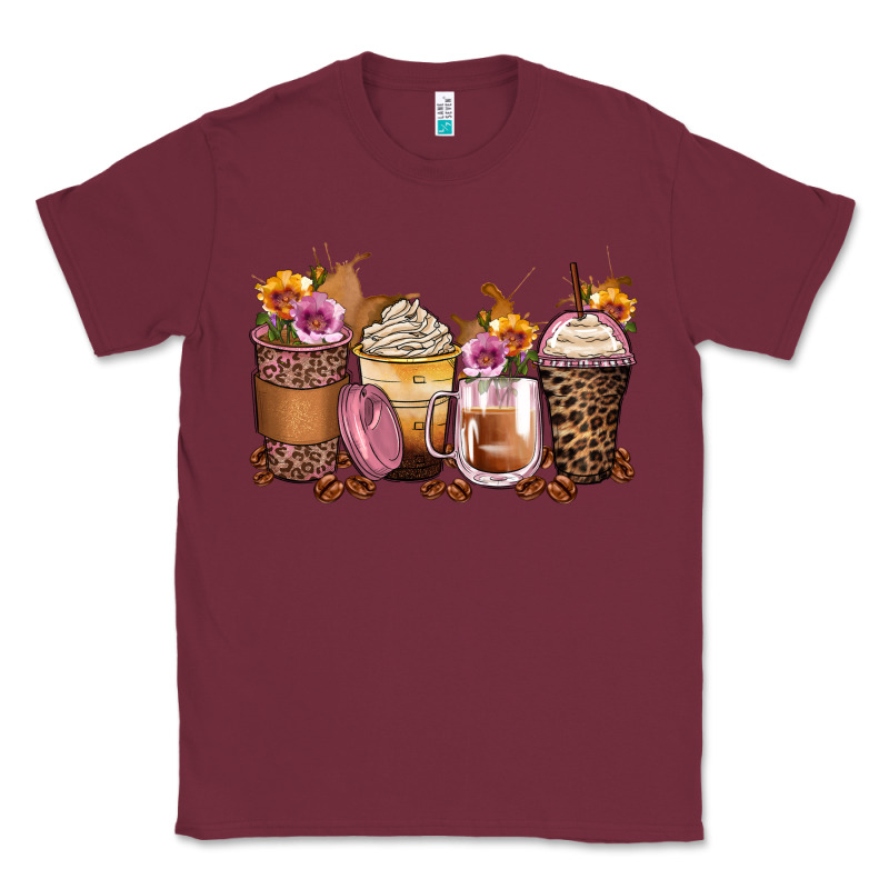 Leopard Rose Glitter Flowers Coffee Cups Classic Tee by Zillion Design Studio | Teevron