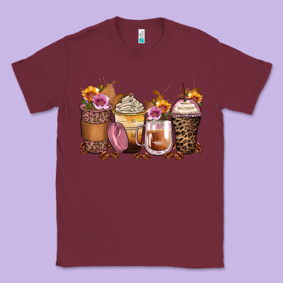 Leopard Rose Glitter Flowers Coffee Cups Classic Tee Designed By Zillion Design Studio