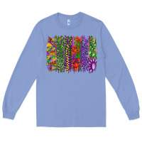 Colony Blue mardi gras brush strokes king cake and craw fish Long Sleeve Tee - RanaPortraitStore