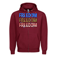 Burgundy Freedom freedom freedom Zipper Hoodie - Neo Western