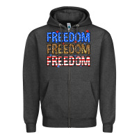 Charcoal Heather Freedom freedom freedom Zipper Hoodie - Neo Western