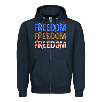 Navy Freedom freedom freedom Zipper Hoodie - Neo Western