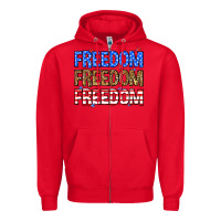Red Freedom freedom freedom Zipper Hoodie - Neo Western
