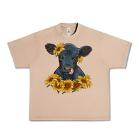 Burro black angus calf with sunflowers Urban Heavy Tee - RanaPortraitStore