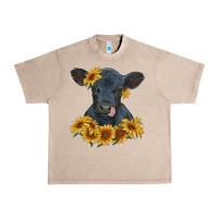 French Oak black angus calf with sunflowers Urban Heavy Tee - RanaPortraitStore