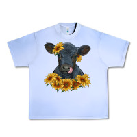 Grape Ice black angus calf with sunflowers Urban Heavy Tee - RanaPortraitStore