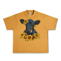 Peanut Butter black angus calf with sunflowers Urban Heavy Tee - RanaPortraitStore