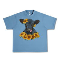 Pebble Blue black angus calf with sunflowers Urban Heavy Tee - RanaPortraitStore